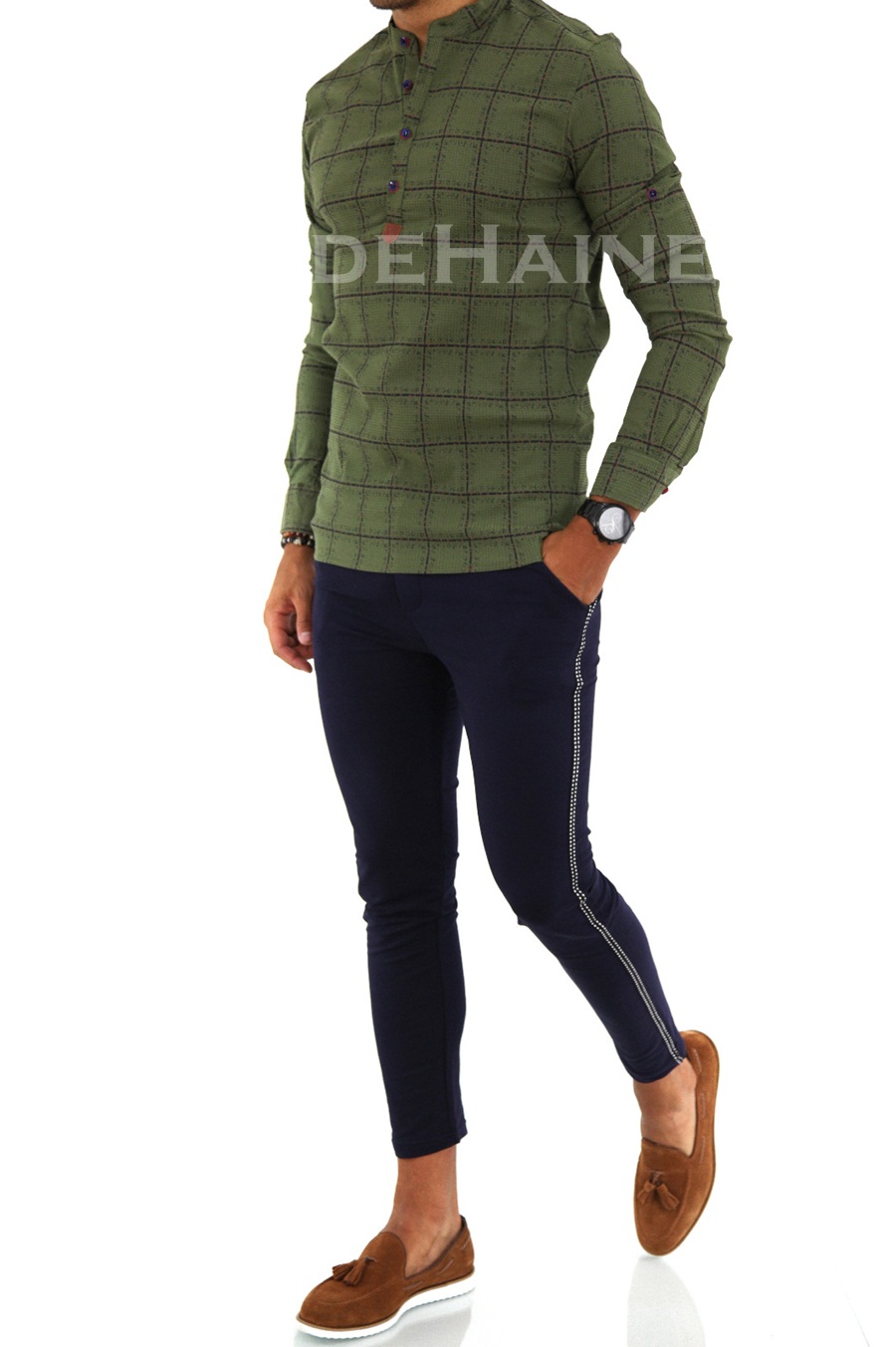 Camasa barbati kaki slim fit a1947 n7-6